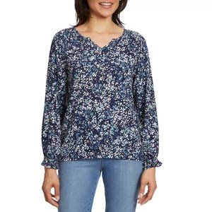 NWoT Jessica Simpson Women's Long Sleeve V-Neck Blouse Blue Size M $60 EE028